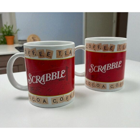Scrabble Board Game Coffee Mug Set Tea Cocoa Cup Retro Game Night - Picture 1 of 9